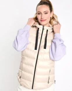 Doudoune à capuche sans manches beige