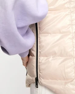 Doudoune à capuche sans manches beige