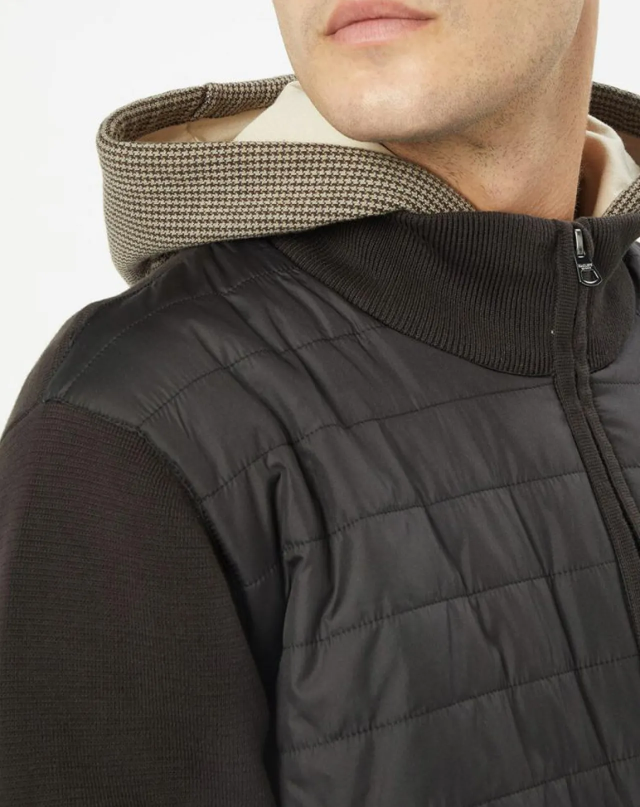 Doudoune Bi-matière Hybride Media noir/marron