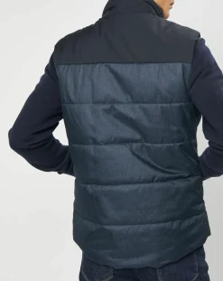 Doudoune bi-matière sans manches bleu marine