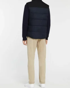 Doudoune bi-matière sans manches bleu marine