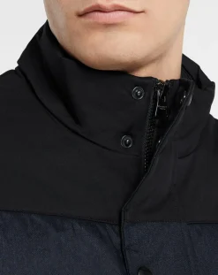 Doudoune bi-matière sans manches bleu marine