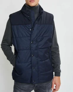 Doudoune bi-matière sans manches bleu marine