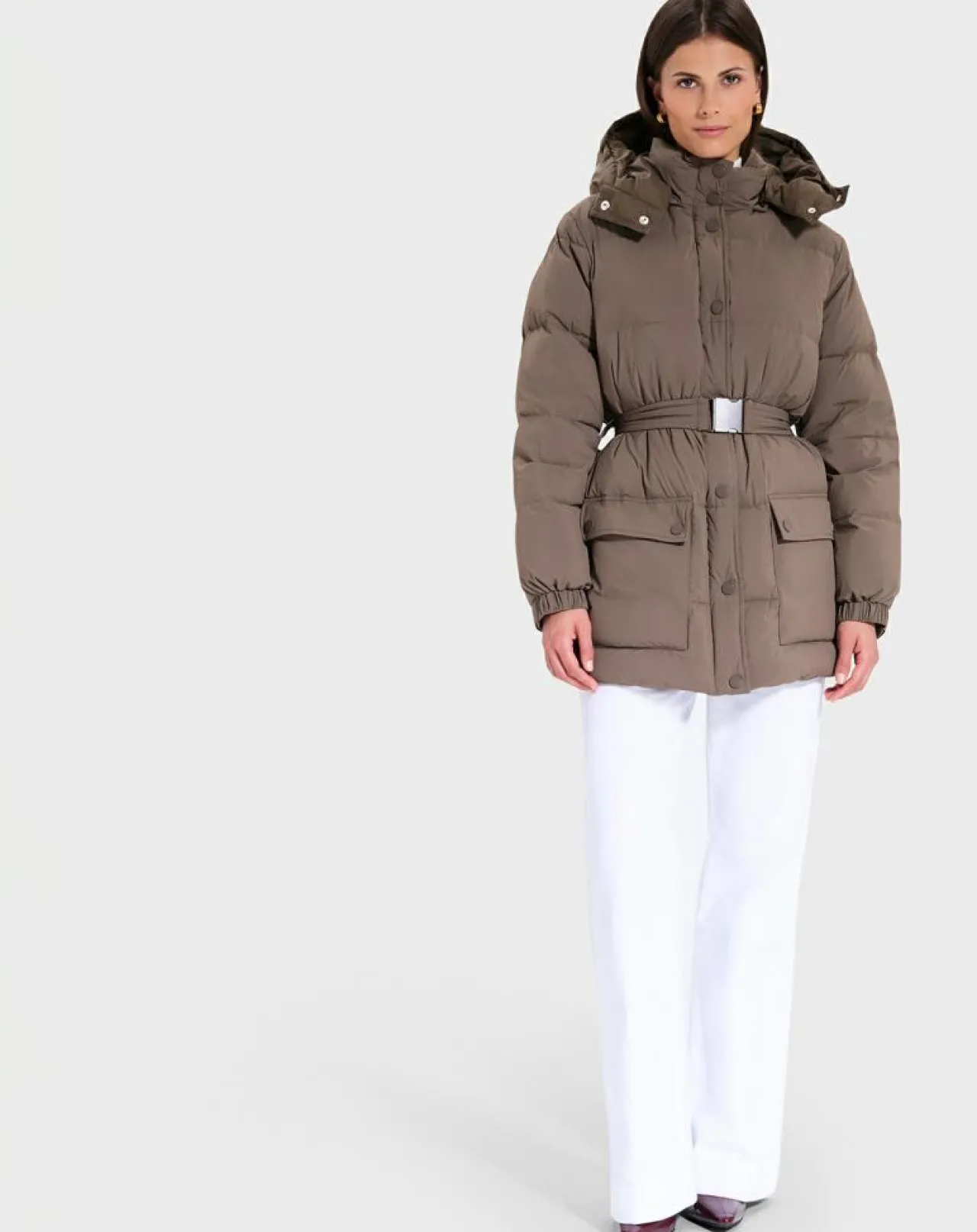 Doudoune ceinturée Dilek kaki marron