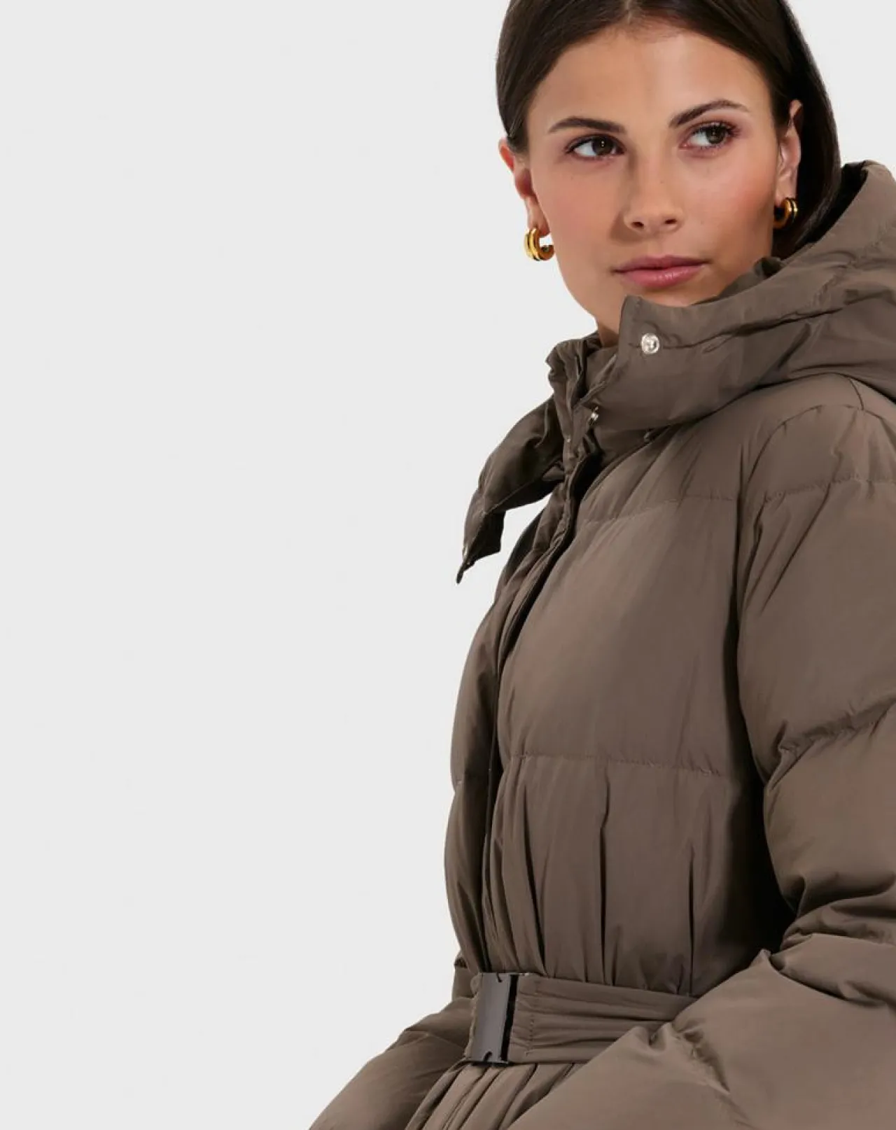 Doudoune ceinturée Dilek kaki marron