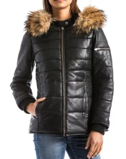 Doudoune en Cuir Adige noire