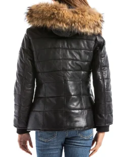 Doudoune en Cuir Adige noire