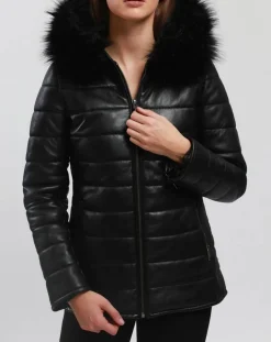 Doudoune en Cuir Bleny noire