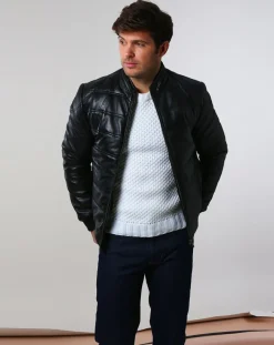 Doudoune en Cuir Brad noire