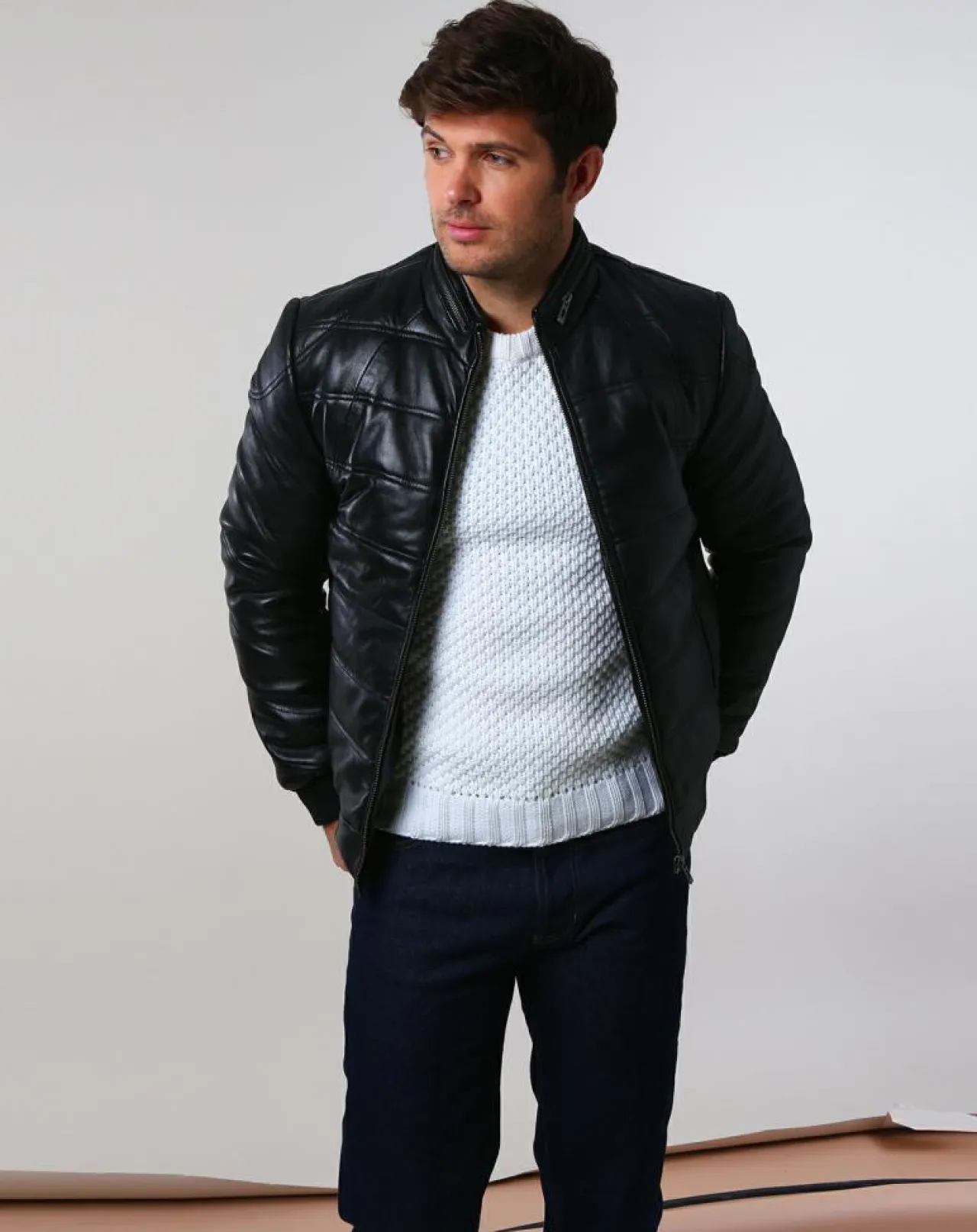 Doudoune en Cuir Brad noire