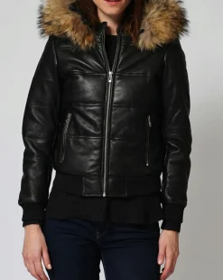 Doudoune en Cuir Chelia noire