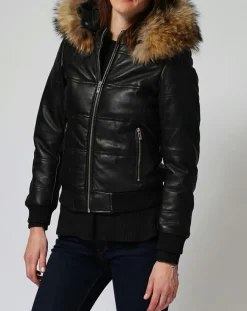 Doudoune en Cuir Chelia noire