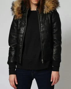 Doudoune en Cuir Chelia noire