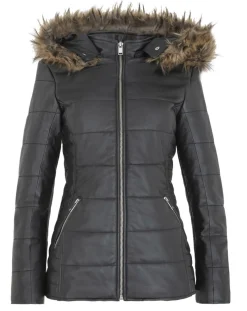 Doudoune en Cuir d'Agneau Clarence noire