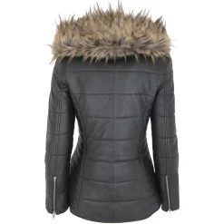 Doudoune en Cuir d'Agneau Clarence noire