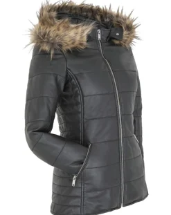 Doudoune en Cuir d'Agneau Clarence noire