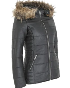 Doudoune en Cuir d'Agneau Clarence noire