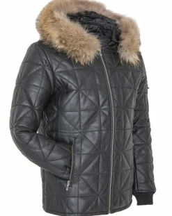 Doudoune en Cuir Kinabalu noire