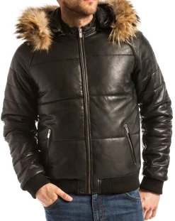 Doudoune en Cuir Wouri noire