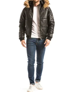 Doudoune en Cuir Wouri noire