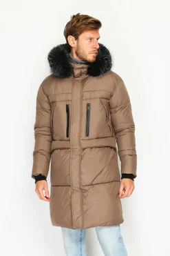 Doudoune longue avec isolation thermique jusqu'à -20 °C marron