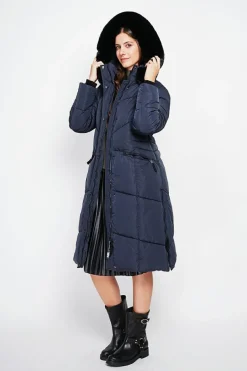 Doudoune longue bleu nuit