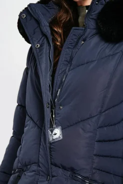 Doudoune longue bleu nuit