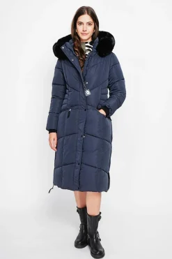 Doudoune longue bleu nuit