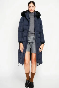 Doudoune longue bleu nuit