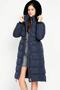 Doudoune longue bleu nuit