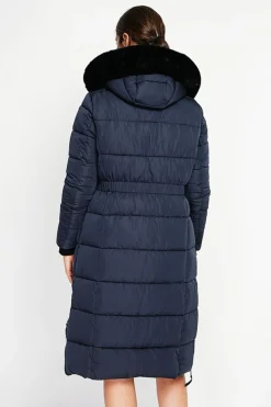 Doudoune longue bleu nuit