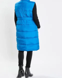 Doudoune longue sans manches bleue