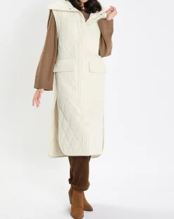 Doudoune longue sans manches padded beige