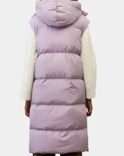 Doudoune longue sans manches 3 poches violet clair