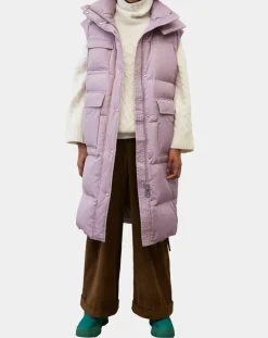 Doudoune longue sans manches 3 poches violet clair