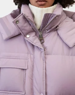 Doudoune longue sans manches 3 poches violet clair