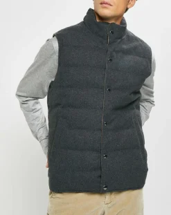 Doudoune Réversible en Laine mélangée gris/marron