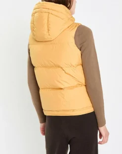 Doudoune sans manches à capuche jaune