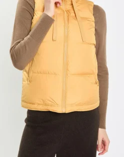 Doudoune sans manches à capuche jaune