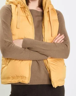 Doudoune sans manches à capuche jaune