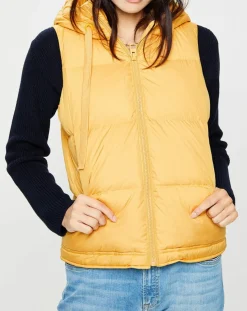 Doudoune sans manches à capuche jaune