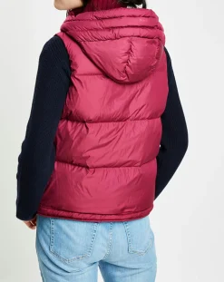 Doudoune sans manches à capuche bordeaux