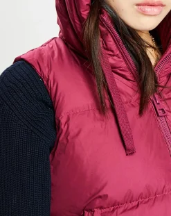 Doudoune sans manches à capuche bordeaux