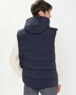 Doudoune sans manches à capuche bleue