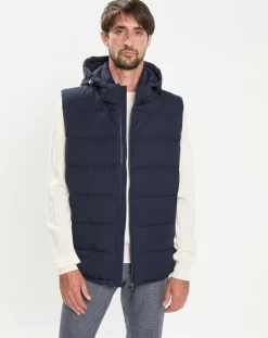 Doudoune sans manches à capuche bleue