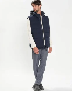 Doudoune sans manches à capuche bleue