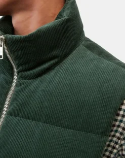 Doudoune sans manches en Velours milleraies 100% Coton Bio verte