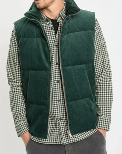 Doudoune sans manches en Velours milleraies 100% Coton Bio verte