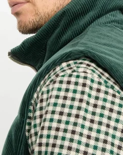 Doudoune sans manches en Velours milleraies 100% Coton Bio verte