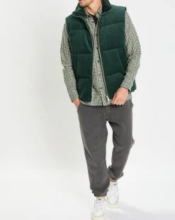 Doudoune sans manches en Velours milleraies 100% Coton Bio verte